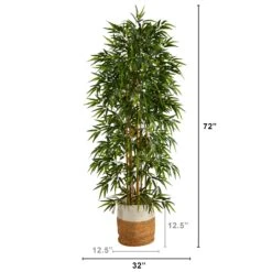 6' Artificial Bamboo Tree With Handmade Jute & Cotton Basket -Artificial Trees Store artificial 6 artificial bamboo tree with handmade jute cotton basket plant in planter nearly natural 355982