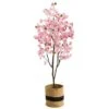 6’ Artificial Cherry Blossom Tree With Handmade Jute & Cotton Basket