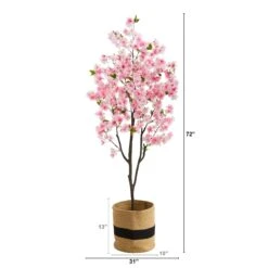 6’ Artificial Cherry Blossom Tree With Handmade Jute & Cotton Basket 6 6’ Artificial Cherry Blossom Tree With Handmade Jute & Cotton Basket -Artificial Trees Store artificial 6 artificial cherry blossom tree with handmade jute cotton basket plant in planter nearly natural 895783