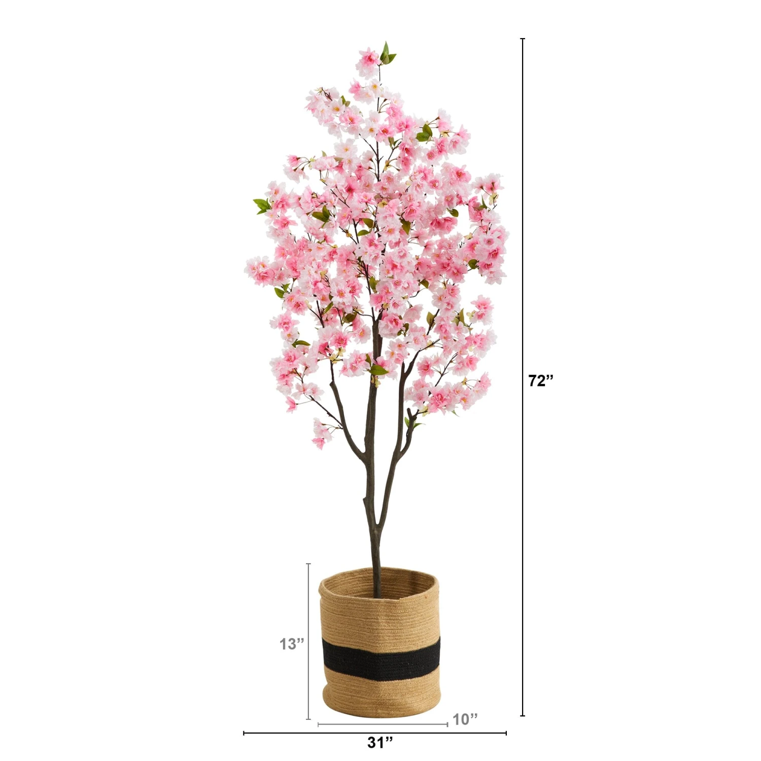 6’ Artificial Cherry Blossom Tree With Handmade Jute & Cotton Basket 3 6’ Artificial Cherry Blossom Tree With Handmade Jute & Cotton Basket - Image 3
