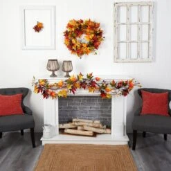 6’ Autumn Maple Leaf And Berry Fall Garland 7 6’ Autumn Maple Leaf And Berry Fall Garland -Artificial Trees Store artificial 6 autumn maple leaf and berry fall garland nearly natural 715572
