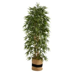 6' Bamboo Artificial Tree With 1024 Bendable Branches In Handmade Natural Cotton Planter
