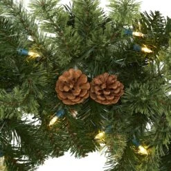 6' Christmas Artificial Garland With 50 Clear LED Lights And Pine Cones -Artificial Trees Store artificial 6 christmas artificial garland with 50 multicolored led lights and pine cones nearly natural 890820