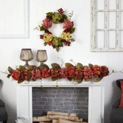 6’ Fall Hydrangea And Berry Artificial Autumn Garland -Artificial Trees Store artificial 6 fall hydrangea and berry artificial autumn garland nearly natural 230410