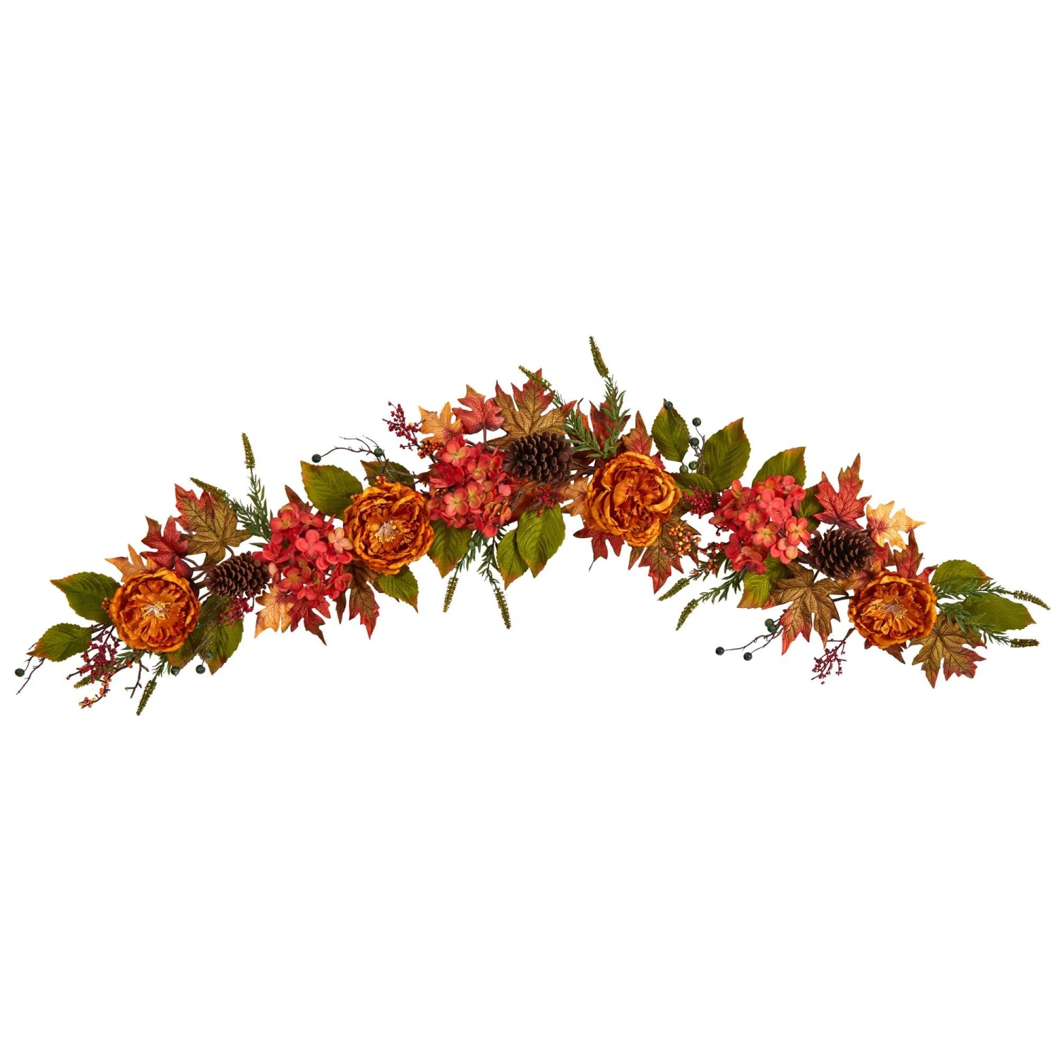 6’ Fall Ranunculus, Hydrangea And Berries Autumn Artificial Garland 1 6’ Fall Ranunculus, Hydrangea And Berries Autumn Artificial Garland
