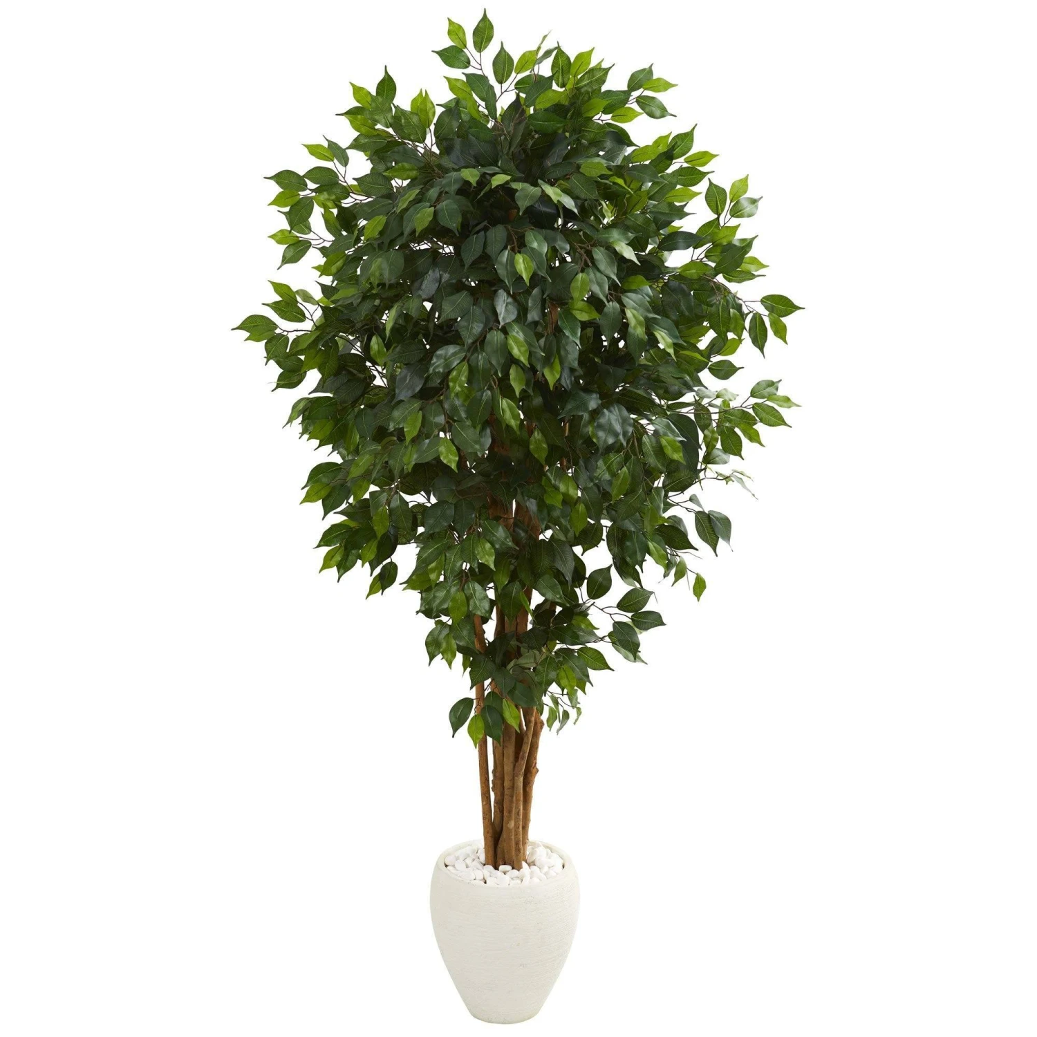 6’ Ficus Artificial Tree In White Planter 1 6’ Ficus Artificial Tree In White Planter