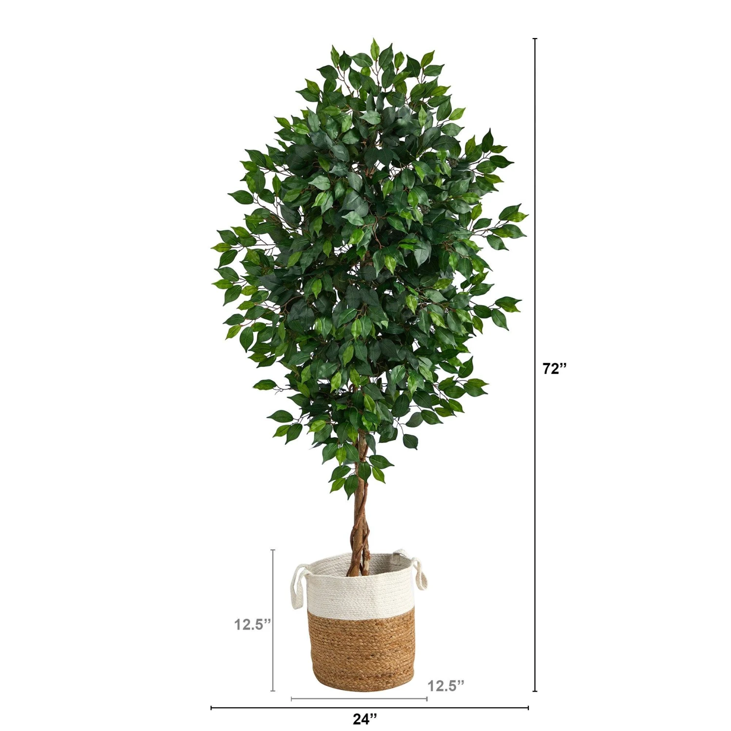 6’ Ficus Artificial Tree With Natural Trunk In Handmade Natural Jute And Cotton Planter 2 6’ Ficus Artificial Tree With Natural Trunk In Handmade Natural Jute And Cotton Planter - Image 2