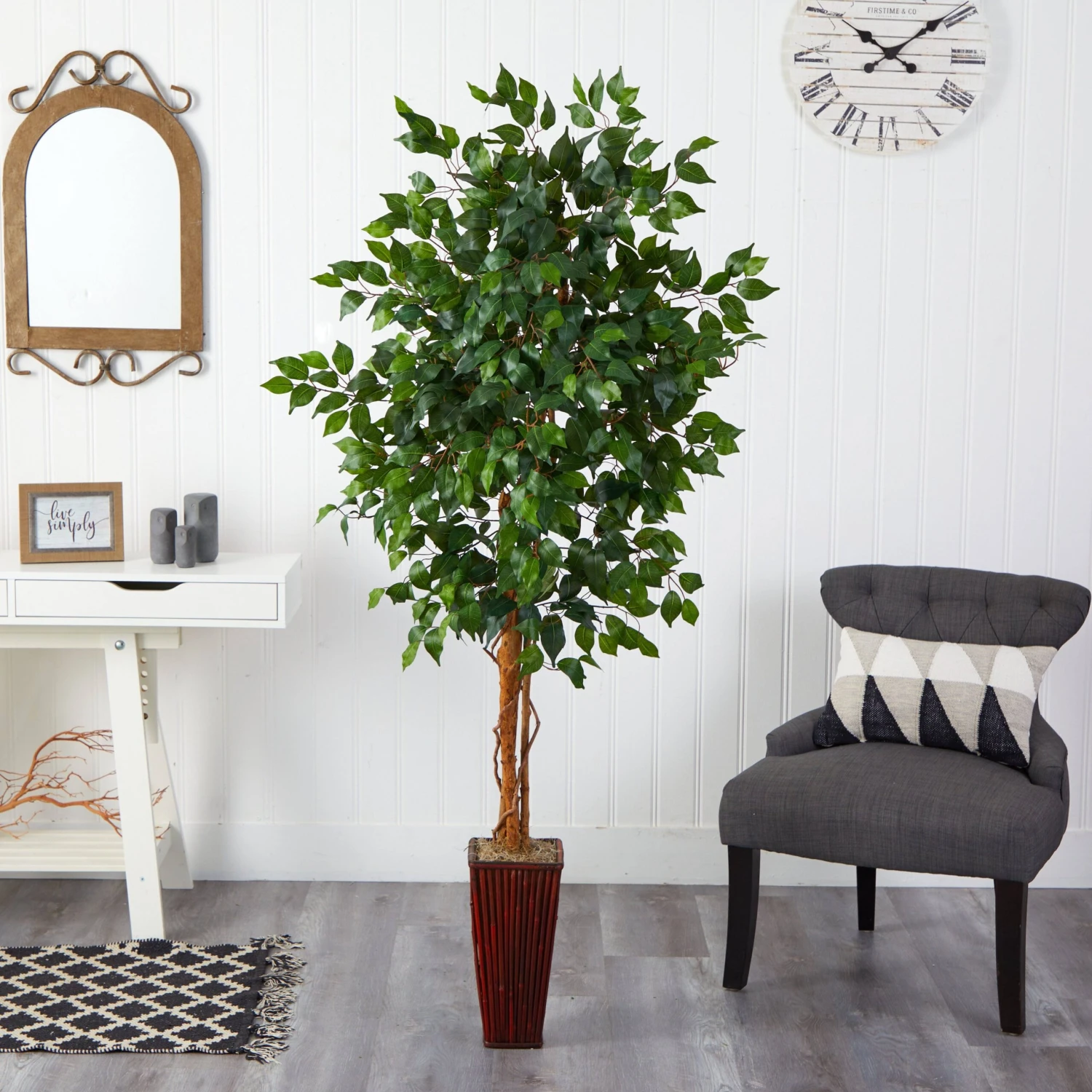 6' Ficus Tree W/Bamboo Planter 2 6' Ficus Tree W/Bamboo Planter - Image 2