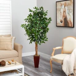 6' Ficus Tree W/Bamboo Planter 5 6' Ficus Tree W/Bamboo Planter -Artificial Trees Store artificial 6 ficus tree wbamboo planter nearly natural 940500