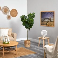 6’ Fiddle Leaf Fig Artificial Tree In Handmade Natural Jute Planter With Tassels -Artificial Trees Store artificial 6 fiddle leaf fig artificial tree in handmade natural jute planter with tassels nearly natural 143322