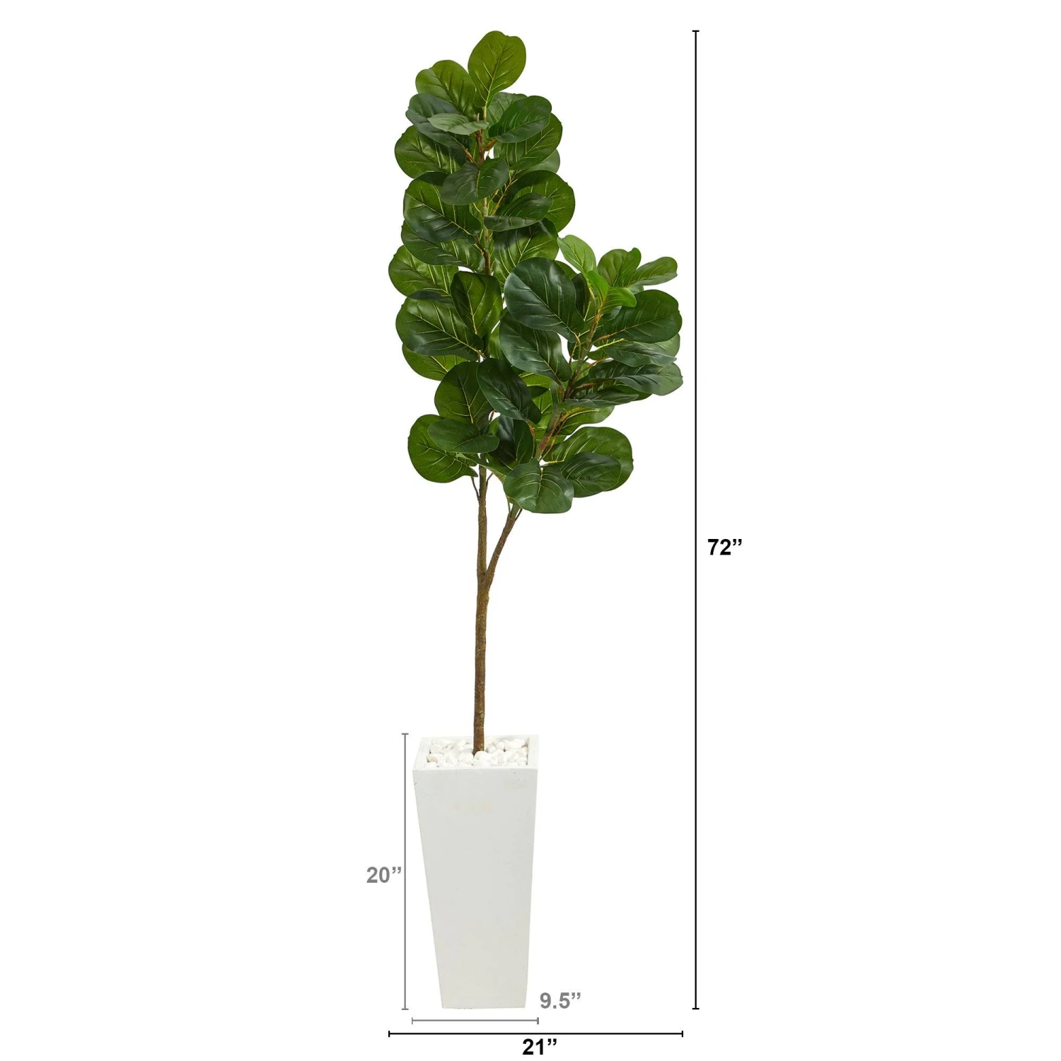 6’ Fiddle Leaf Fig Artificial Tree In Tall White Planter 2 6’ Fiddle Leaf Fig Artificial Tree In Tall White Planter - Image 2