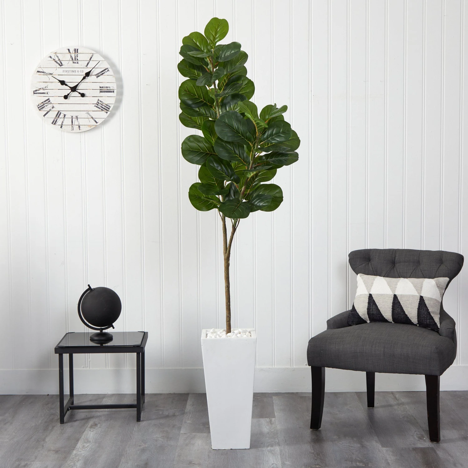 6’ Fiddle Leaf Fig Artificial Tree In Tall White Planter 3 6’ Fiddle Leaf Fig Artificial Tree In Tall White Planter - Image 3