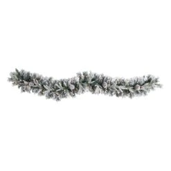 6’ Flocked Artificial Christmas Garland With Pine Cones And 35 Warm White LED Lights