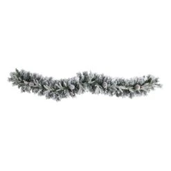 6’ Flocked Artificial Christmas Garland With Pine Cones And 35 Warm White LED Lights -Artificial Trees Store artificial 6 flocked artificial christmas garland with pine cones and 35 warm white led lights nearly natural 505778