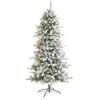 6’ Flocked Livingston Fir Artificial Christmas Tree With Pine Cones And 300 Clear Warm LED Lights