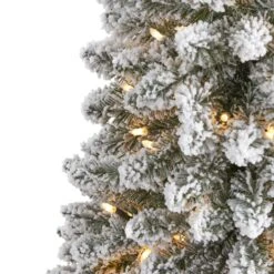 6’ Flocked Pencil Artificial Christmas Tree With 300 Clear Lights And 438 Bendable Branches -Artificial Trees Store artificial 6 flocked pencil artificial christmas tree with 300 clear lights and 438 bendable branches nearly natural 557629