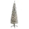6’ Flocked Pencil Artificial Christmas Tree With 300 Clear Lights And 438 Bendable Branches