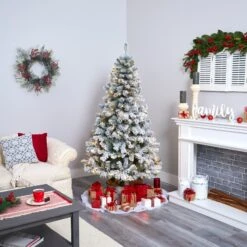 6' Flocked West Virginia Fir Artificial Christmas Tree With 250 Clear LED Lights -Artificial Trees Store artificial 6 flocked west virginia fir artificial christmas tree with 250 clear led lights nearly natural 276228