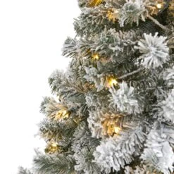 6' Flocked West Virginia Fir Artificial Christmas Tree With 250 Clear LED Lights -Artificial Trees Store artificial 6 flocked west virginia fir artificial christmas tree with 250 clear led lights nearly natural 904635