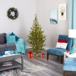 6’ Fraser Fir “Natural Look” Artificial Christmas Tree With 250 Clear LED Lights, A Burlap Base And 1243 Bendable Branches -Artificial Trees Store artificial 6 fraser fir natural look artificial christmas tree with 250 clear led lights a burlap base and 1243 bendable branches nearly natural 604395