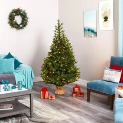 6’ Fraser Fir “Natural Look” Artificial Christmas Tree With 300 Clear LED Lights, A Burlap Base And 2113 Bendable Branches -Artificial Trees Store artificial 6 fraser fir natural look artificial christmas tree with 300 clear led lights a burlap base and 2113 bendable branches nearly natural 276643