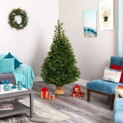 6’ Fraser Fir “Natural Look” Artificial Christmas Tree With 300 Clear LED Lights, A Burlap Base And 2113 Bendable Branches -Artificial Trees Store artificial 6 fraser fir natural look artificial christmas tree with 300 clear led lights a burlap base and 2113 bendable branches nearly natural 591449