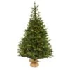 6’ Fraser Fir “Natural Look” Artificial Christmas Tree With 300 Clear LED Lights, A Burlap Base And 2113 Bendable Branches
