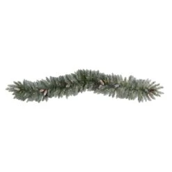 6' Frosted Artificial Christmas Garland With Pinecones And 50 Warm White LED Lights