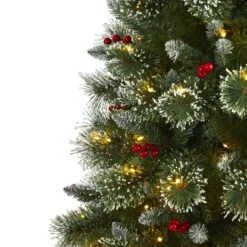 6’ Frosted Swiss Pine Artificial Christmas Tree With 300 Clear LED Lights And Berries 9 6’ Frosted Swiss Pine Artificial Christmas Tree With 300 Clear LED Lights And Berries -Artificial Trees Store artificial 6 frosted swiss pine artificial christmas tree with 300 clear led lights and berries nearly natural 102946