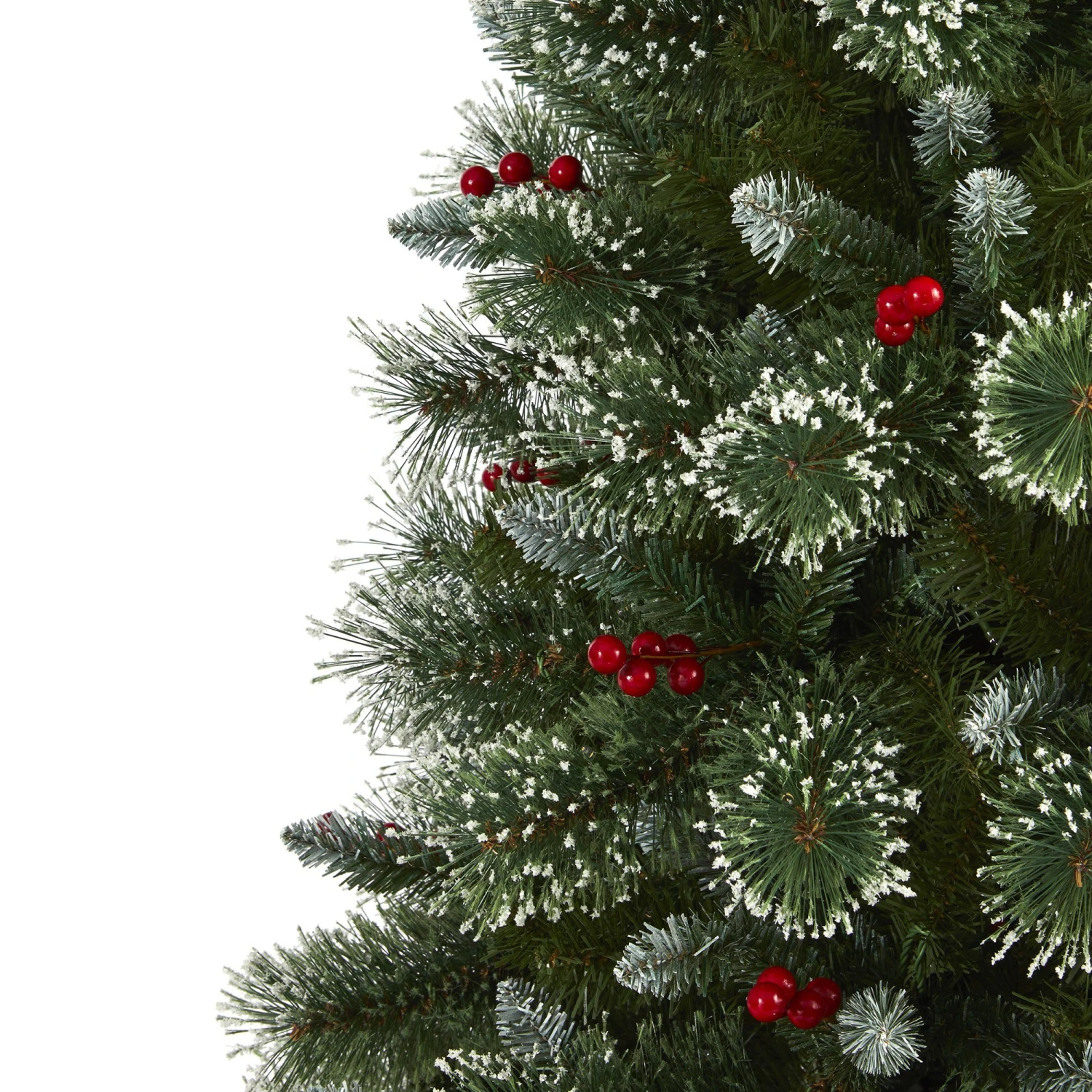 6’ Frosted Swiss Pine Artificial Christmas Tree With 300 Clear LED Lights And Berries 4 6’ Frosted Swiss Pine Artificial Christmas Tree With 300 Clear LED Lights And Berries - Image 4