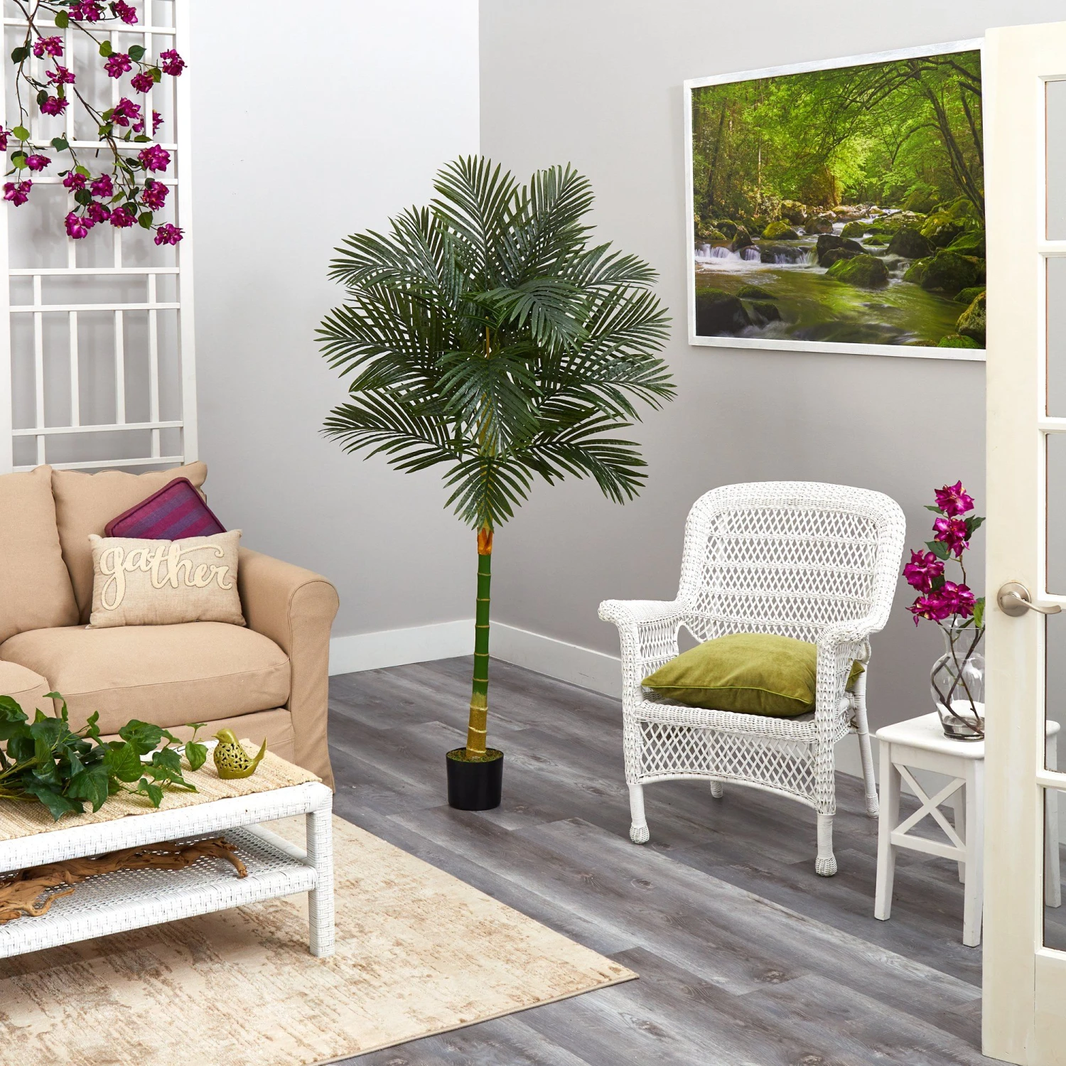 6’ Single Stalk Golden Cane Artificial Palm Tree 3 6’ Single Stalk Golden Cane Artificial Palm Tree - Image 3