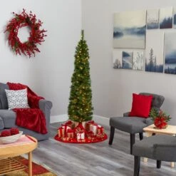 6' Green Pencil Artificial Christmas Tree With 150 Clear (Multifunction) LED Lights And 264 Bendable Branches 15 6' Green Pencil Artificial Christmas Tree With 150 Clear (Multifunction) LED Lights And 264 Bendable Branches -Artificial Trees Store artificial 6 green pencil artificial christmas tree with 150 clear multifunction led lights and 264 bendable branches nearly natural 493951