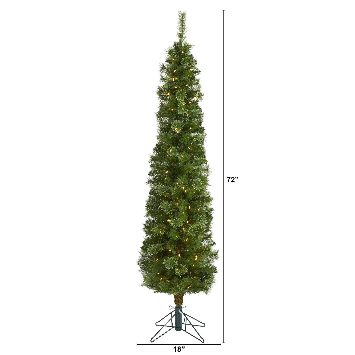 6' Green Pencil Artificial Christmas Tree With 150 Clear (Multifunction) LED Lights And 264 Bendable Branches 2 6' Green Pencil Artificial Christmas Tree With 150 Clear (Multifunction) LED Lights And 264 Bendable Branches - Image 2