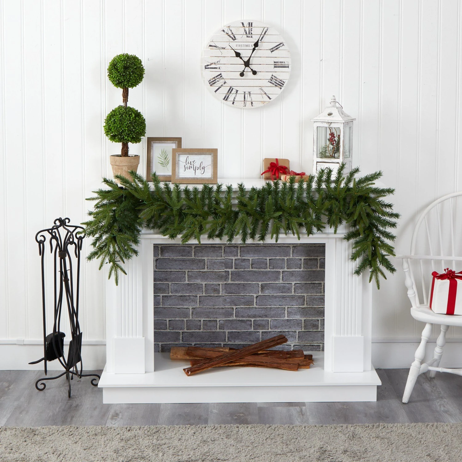 6’ Green Pine Artificial Christmas Garland With 35 Clear LED Lights 4 6’ Green Pine Artificial Christmas Garland With 35 Clear LED Lights - Image 4