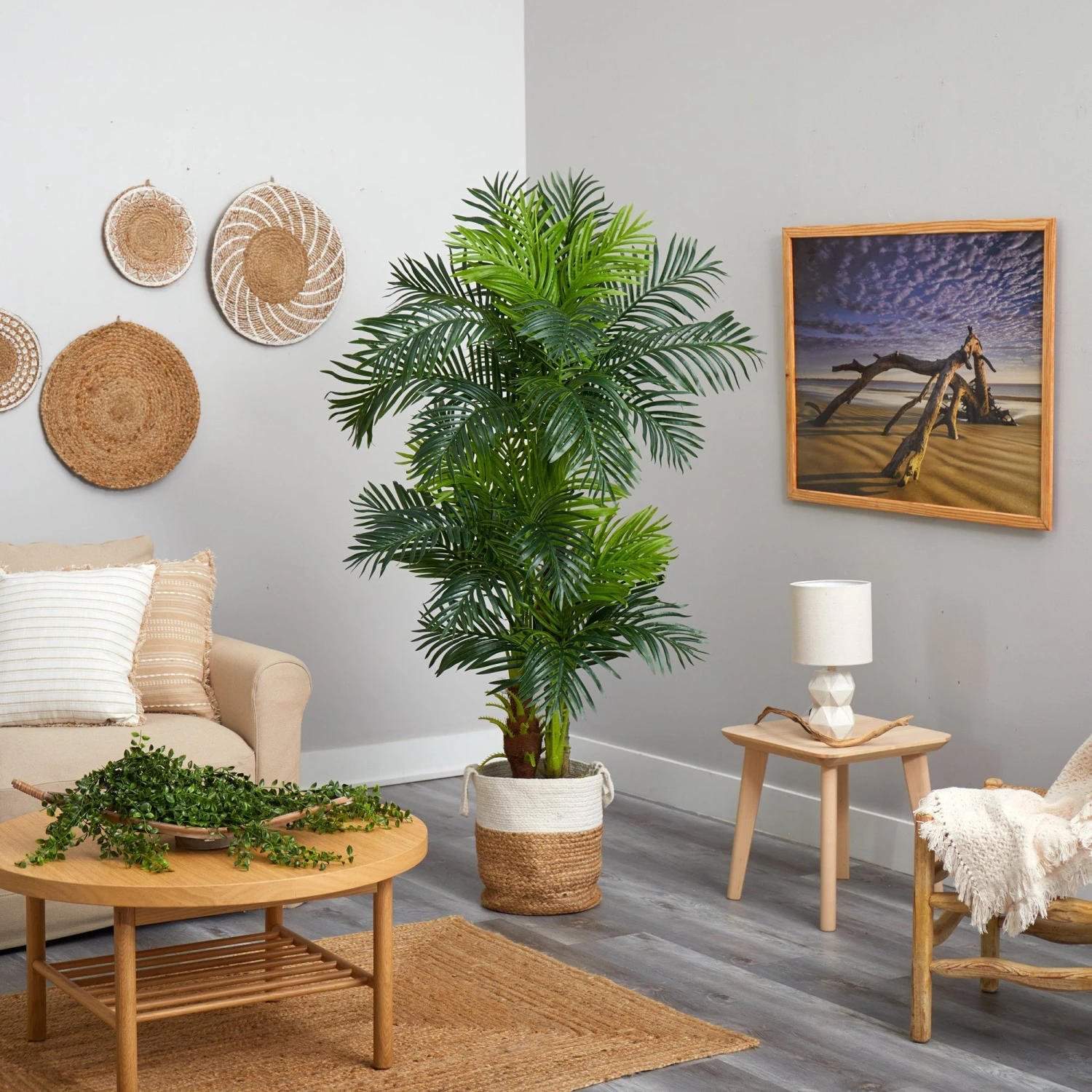 6’ Hawaii Artificial Palm Tree In Handmade Natural Jute And Cotton Planter 4 6’ Hawaii Artificial Palm Tree In Handmade Natural Jute And Cotton Planter - Image 4