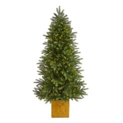 6' Manchester Fir Artificial Christmas Tree In Decorative Planter With 350 Clear Warm (Multifunction) LED Lights And 504 Bendable Branches