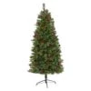 6’ Mixed Pine Artificial Christmas Tree With 250 Clear LED Lights, Pine Cones And Berries