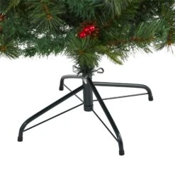 6’ Mixed Pine Artificial Christmas Tree With 250 Clear LED Lights, Pine Cones And Berries -Artificial Trees Store artificial 6 mixed pine artificial christmas tree with 250 clear led lights pine cones and berries nearly natural 836496