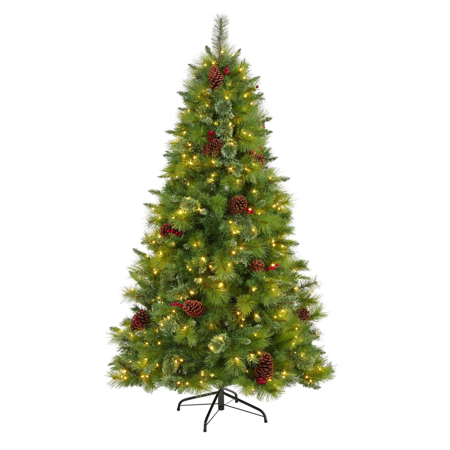 6’ Montana Mixed Pine Artificial Christmas Tree With Pine Cones, Berries And 350 Clear LED Lights 1 6’ Montana Mixed Pine Artificial Christmas Tree With Pine Cones, Berries And 350 Clear LED Lights