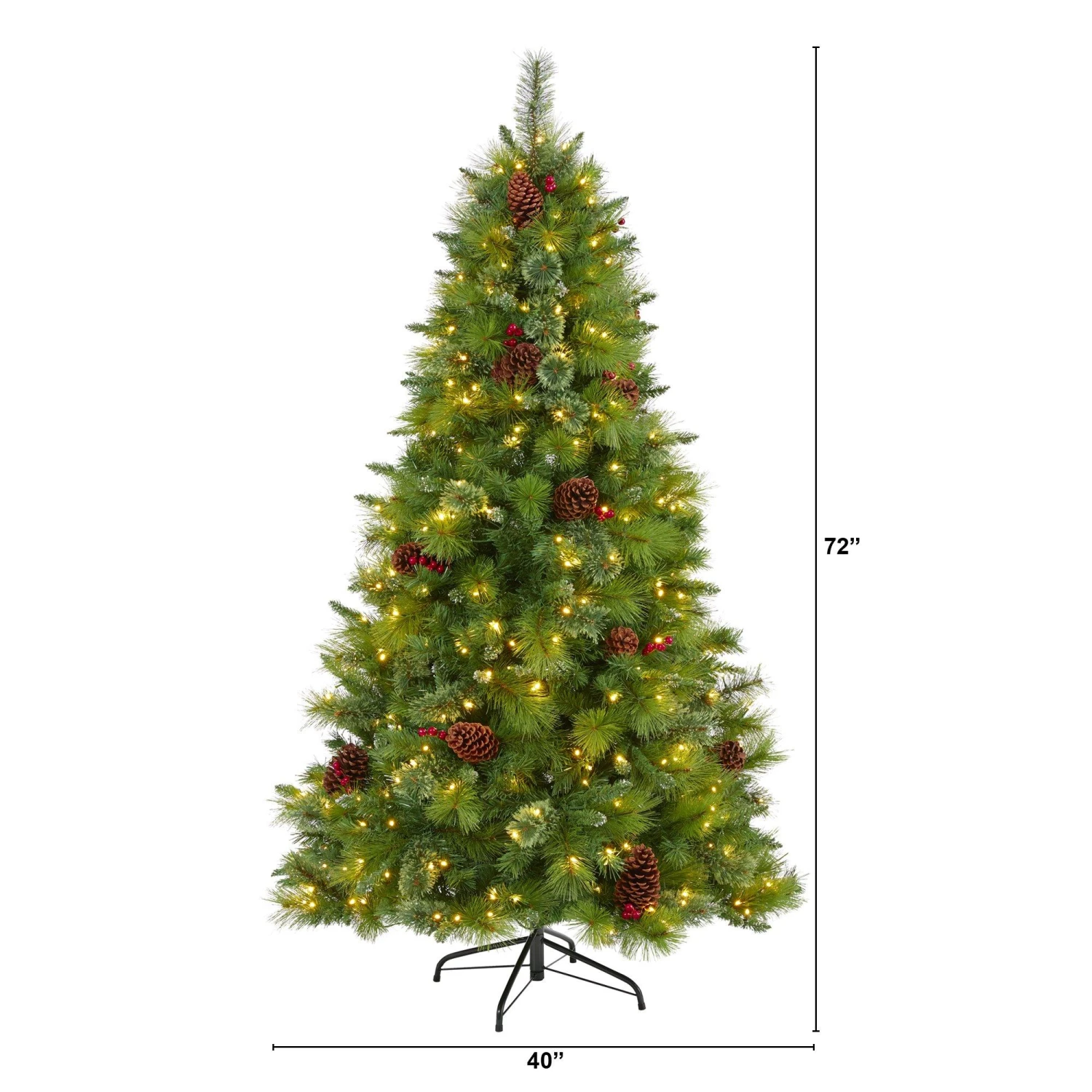 6’ Montana Mixed Pine Artificial Christmas Tree With Pine Cones, Berries And 350 Clear LED Lights 2 6’ Montana Mixed Pine Artificial Christmas Tree With Pine Cones, Berries And 350 Clear LED Lights - Image 2