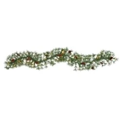 6' North Carolina Pine Artificial Christmas Garland With 30 Warm White LED Lights And Pinecones