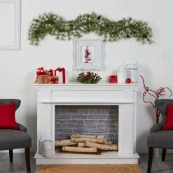 6' North Carolina Pine Artificial Christmas Garland With 30 Warm White LED Lights And Pinecones -Artificial Trees Store artificial 6 north carolina pine artificial christmas garland with 30 warm white led lights and pinecones nearly natural 498914