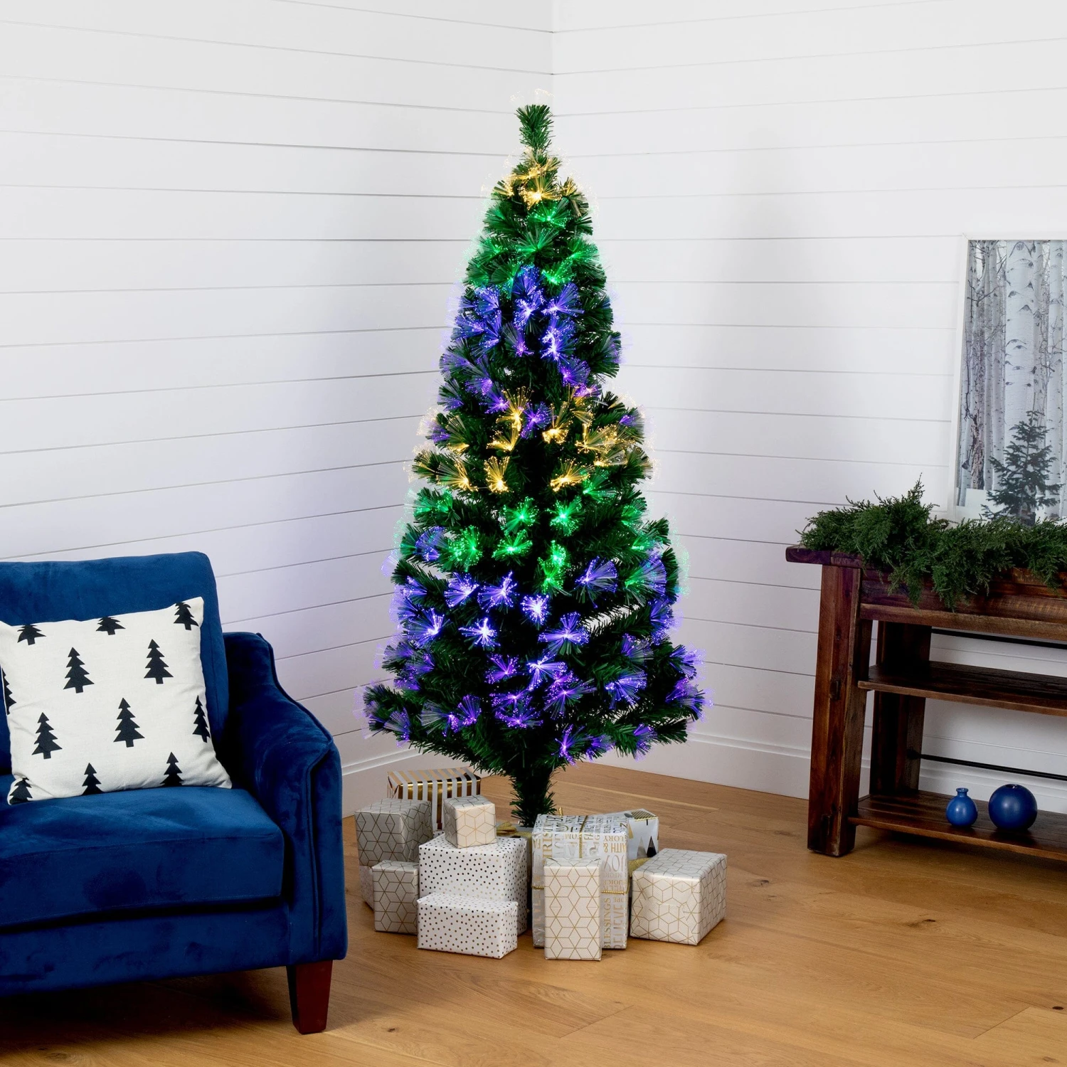 6' Pre-Lit Fiber Optic Artificial Christmas Tree With 220 Colorful LED Lights 6 6' Pre-Lit Fiber Optic Artificial Christmas Tree With 220 Colorful LED Lights - Image 6