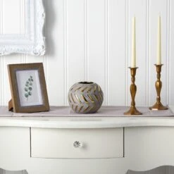 6” Regal Round Stone Vase With Gold Accents -Artificial Trees Store artificial 6 regal round stone vase with gold accents nearly natural 990850