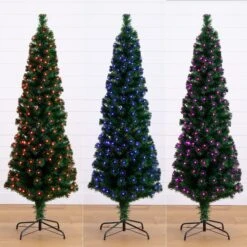 6' Slim Pre-Lit Fiber Optic Artificial Christmas Tree With 282 Colorful LED Lights -Artificial Trees Store artificial 6 slim pre lit fiber optic artificial christmas tree with 282 colorful led lights nearly natural 339976