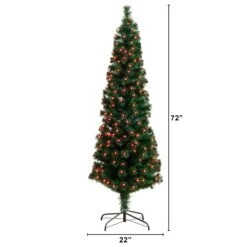 6' Slim Pre-Lit Fiber Optic Artificial Christmas Tree With 282 Colorful LED Lights -Artificial Trees Store artificial 6 slim pre lit fiber optic artificial christmas tree with 282 colorful led lights nearly natural 382869