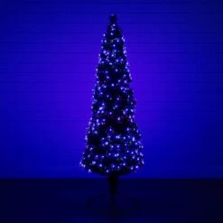 6' Slim Pre-Lit Fiber Optic Artificial Christmas Tree With 282 Colorful LED Lights -Artificial Trees Store artificial 6 slim pre lit fiber optic artificial christmas tree with 282 colorful led lights nearly natural 692174