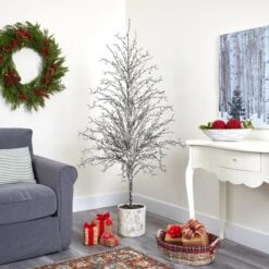 6’ Snowed Twig Artificial Christmas Tree In Decorative Planter 7 6’ Snowed Twig Artificial Christmas Tree In Decorative Planter -Artificial Trees Store artificial 6 snowed twig artificial tree in decorative planter nearly natural 853297