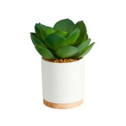 6” Succulent Artificial Plant In White Ceramic Planter