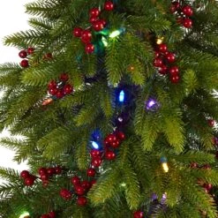 6' Victoria Fir Artificial Christmas Tree With 250 Multi-Color (Multifunction) LED Lights, Berries And 415 Bendable Branches -Artificial Trees Store artificial 6 victoria fir artificial christmas tree with 250 multi color multifunction led lights berries a nearly natural 100963
